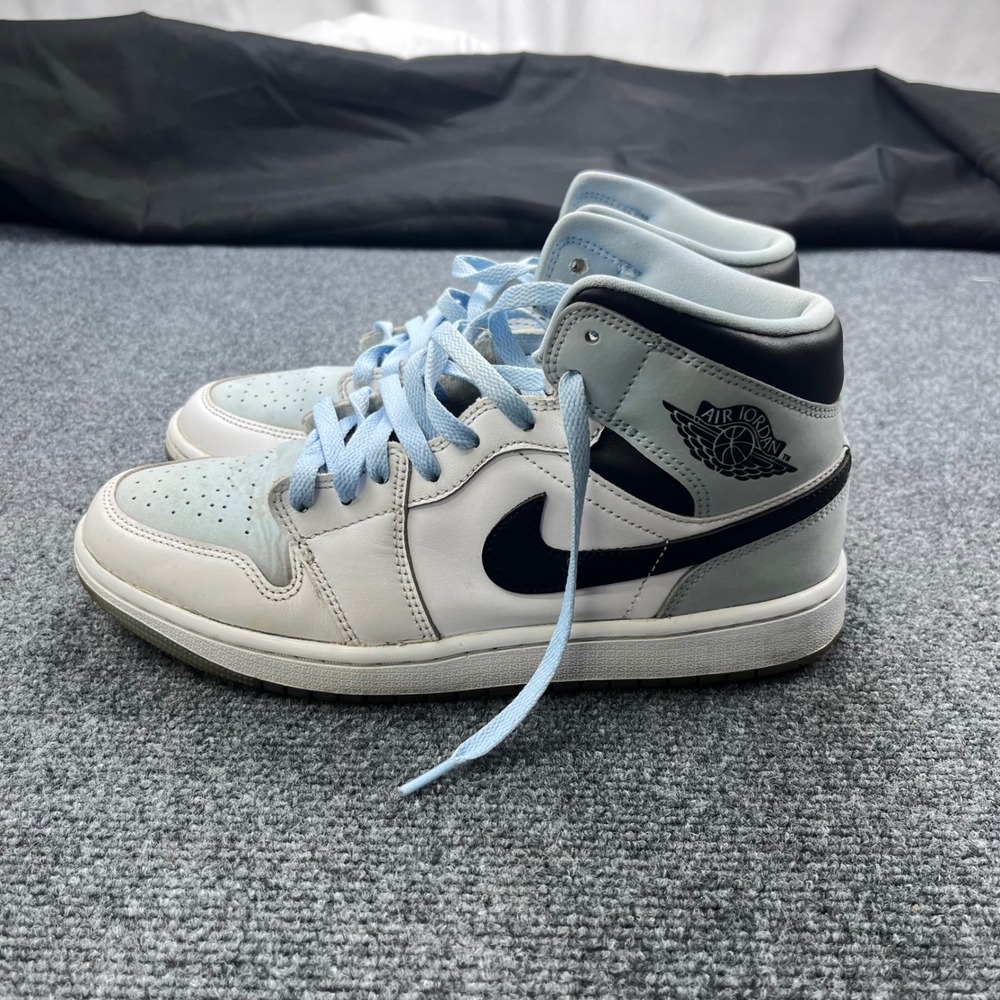 Jordan Air Jordan 1 Mid Basketball Ice Blue White Black Sneakers DV1308-104 - Picture 6 of 8
